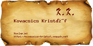 Kovacsics Kristóf névjegykártya