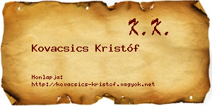 Kovacsics Kristóf névjegykártya